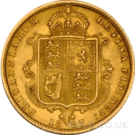 1887 Gold Half Sovereign Coin Victoria Shield Back
