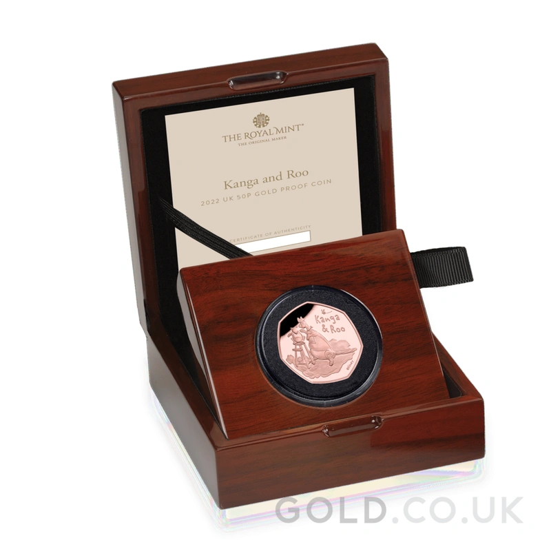 2022 Proof 50p Gold Coin Kanga and Roo Boxed