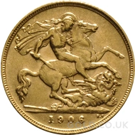 1906 Gold Half Sovereign Coin Edward VII