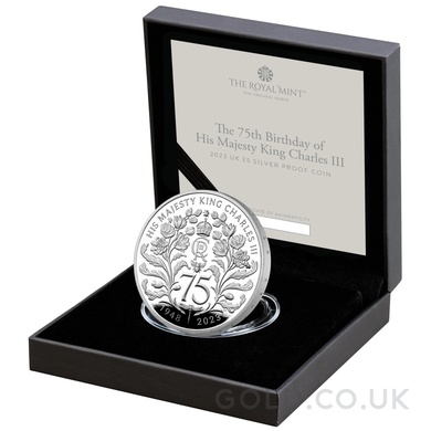2023 75th Birthday of King Charles III £5 Silver Crown Proof Coin Boxed