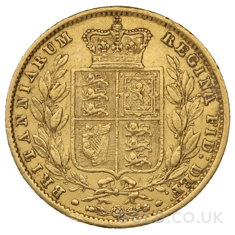 1854 Gold Sovereign Coin Queen Victoria Young Head Shield Back