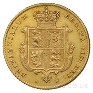1852 Gold Half Sovereign Coin Victoria Shield Back