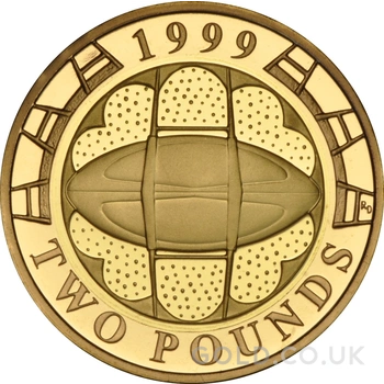 1999 Proof £2 Coin Gold Double Sovereign Rugby World Cup