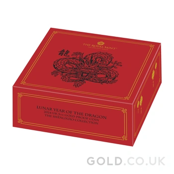 2024 Royal Mint 5oz Year of the Dragon Proof Gold Coin Boxed