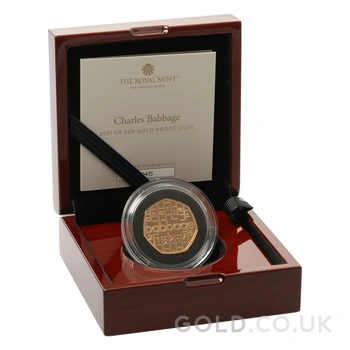 2021 Proof 50p Gold Coin Charles Babbage Innovation in Science Boxed