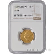 1829 George IV Bare Head Gold Sovereign XF45