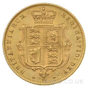 1873 Gold Half Sovereign Queen Victoria Young Head Shield Back