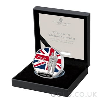 2023 Piedfort Proof 50p Silver Coin 75 Years of the Windrush Generation Colour Boxed