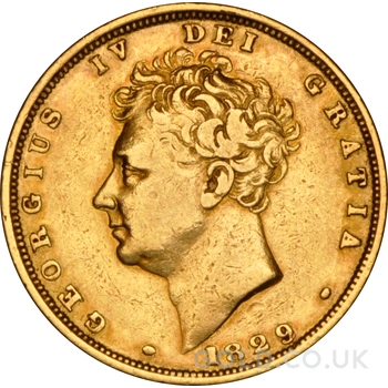 1829 Gold Sovereign Coin George IV Bare Head NGC XF45