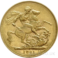 1881 Gold Sovereign Coin Victoria (S)