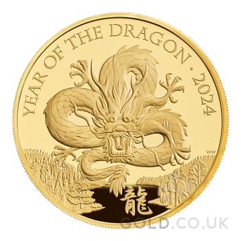 2024 Royal Mint 5oz Year of the Dragon Proof Gold Coin Boxed