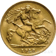 1913 Gold Half Sovereign Coin George V