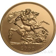 2000 Elizabeth II Fourth Head Gold Quintuple (£5) Sovereign
