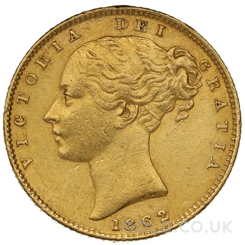 1862 Gold Sovereign Coin Queen Victoria Young Head Shield Back
