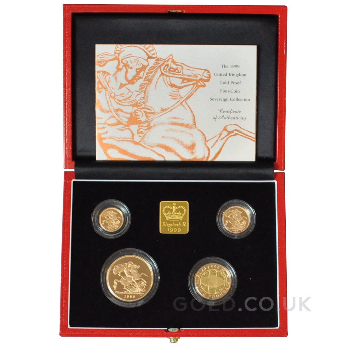 1999 Proof Gold Sovereign 4 Coin Set Boxed