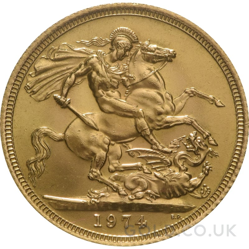 1974 Gold Sovereign Coin Elizabeth II Decimal Portrait