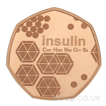 2021 Proof 50p Gold Coin 100 Years of Insulin Innovation in Science Boxed