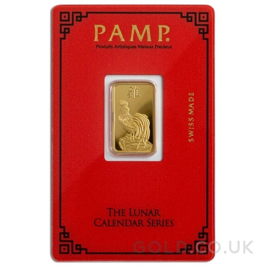 5g Gold Bar Year of the Rooster PAMP