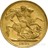 1891 Gold Sovereign Coin Victoria (S)