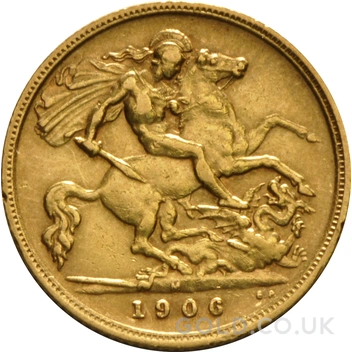 1906 Gold Half Sovereign Edward VII Melbourne
