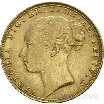 1872 Gold Sovereign Coin Queen Victoria Young Head