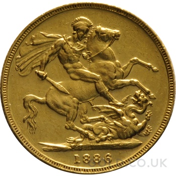 1886 Gold Sovereign Coin Queen Victoria Young Head Melbourne