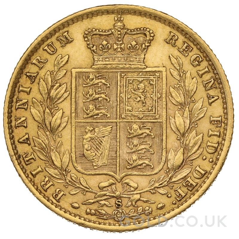 1877 Gold Sovereign Coin Queen Victoria Young Head Shield Back Sydney