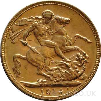 1914 Gold Sovereign Coin George V Melbourne