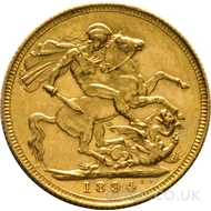 1894 Gold Sovereign Coin Victoria (S)