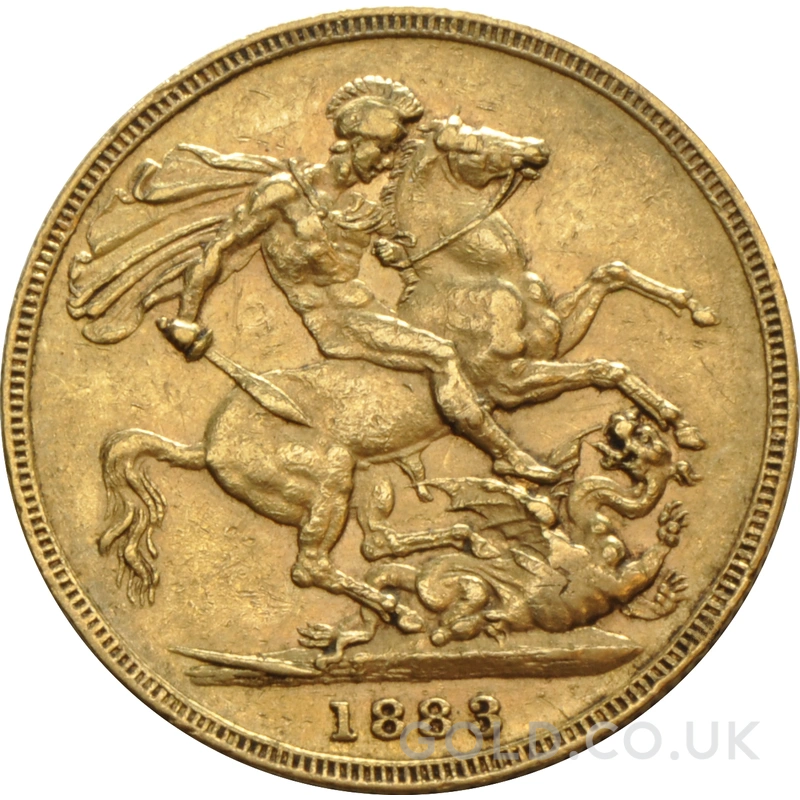 1883 Gold Sovereign Coin Queen Victoria Young Head Melbourne