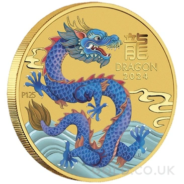 2024 1/20oz Perth Mint Year of the Dragon Coloured Gold Coin