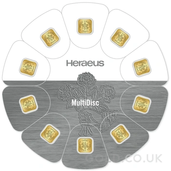 10 x 1g Gold Bar Heraeus MultiDisc
