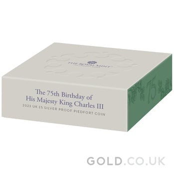 2023 75th Birthday of King Charles III £5 Silver Crown Proof Piedfort Coin Boxed