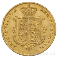 1858 Gold Half Sovereign Coin Victoria Shield Back