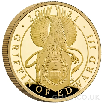 2021 Proof 1oz Griffin of Edward III Gold Coin Queen's Beasts Boxed