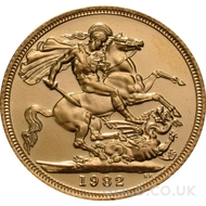 Gold Elizabeth II Sovereign (1982)