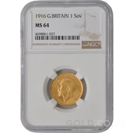 1916 Gold Sovereign Coin George V MS64
