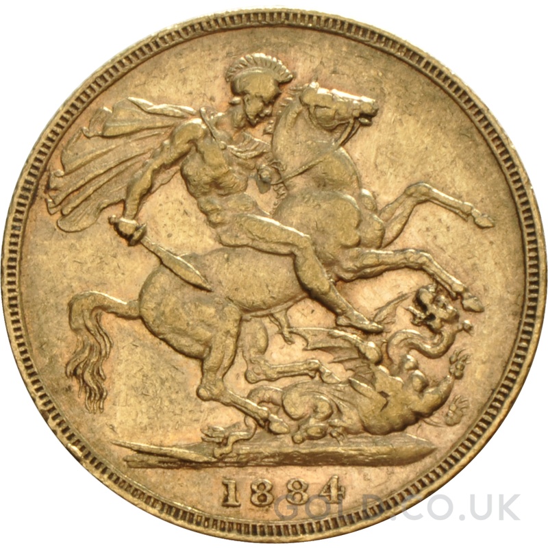 1884 Gold Sovereign Coin Queen Victoria Young Head Melbourne