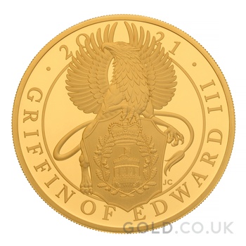 2021 Proof 5oz Griffin of Edward III Gold Coin Queen's Beasts Boxed