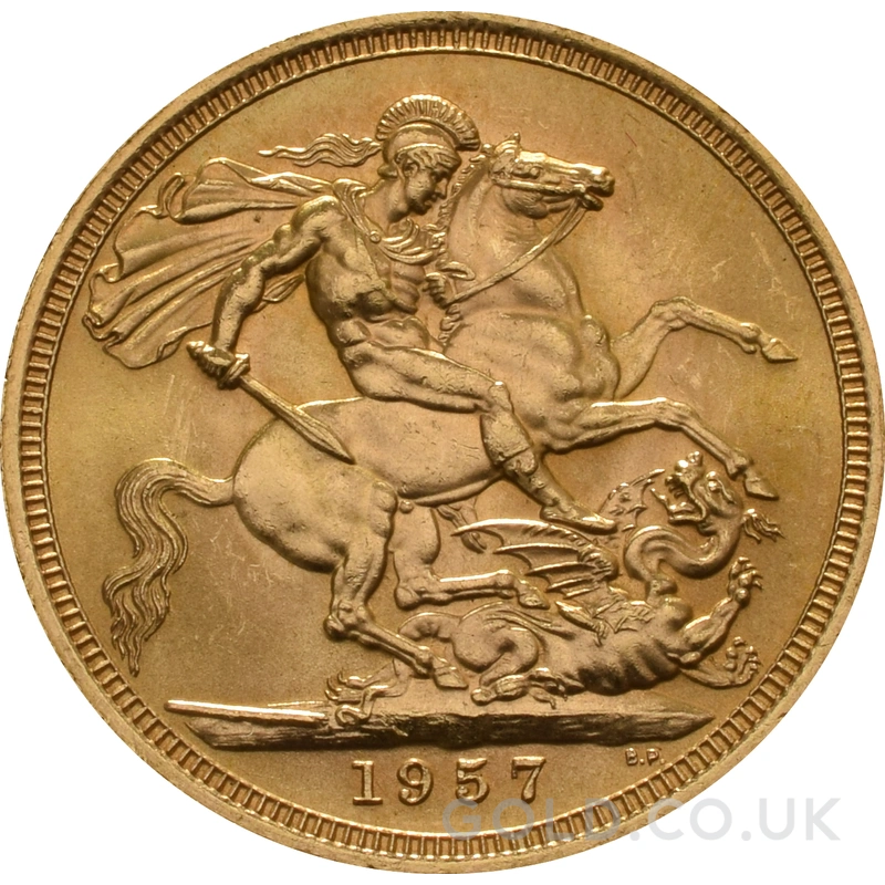 1957 Gold Sovereign Coin Elizabeth II Young Head