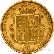 1887 Victoria Jubilee Head Shield Back Gold Half Sovereign (London Mint)