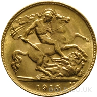 1915 Gold Half Sovereign Coin George V (M)