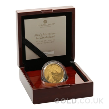 2021 1/4oz Alice's Adventures in Wonderland Proof Gold Coin Boxed