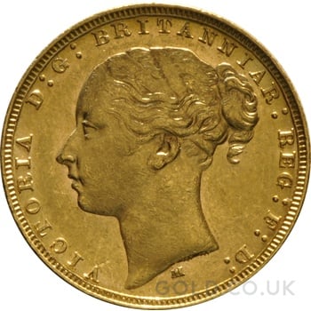 1879 Gold Sovereign Coin Queen Victoria Young Head Melbourne