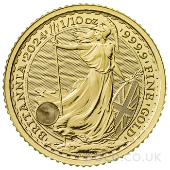 Tube of 25 2024 1/10oz Britannia Gold Coins