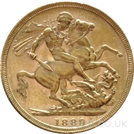 1889 Gold Sovereign Coin Victoria 