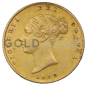 1852 Victoria Young Head Shield Back Gold Half Sovereign (London Mint)