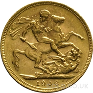 1906 Gold Sovereign Coin Edward VII (M)