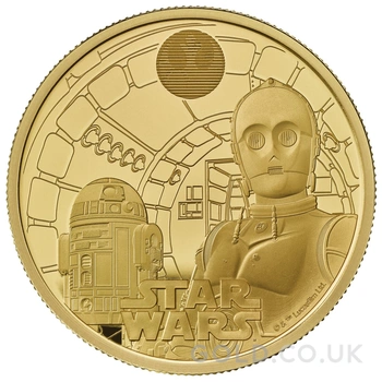 2023 1oz R2-D2 & C-3PO Star Wars Proof Gold Coin Boxed