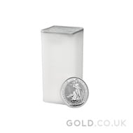 Tube of 25 One Ounce King Charles III Britannia Silver Coins (2023)